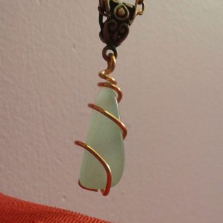 Vintage Lake Superior Prehnite Wrapped in Copper Wire with Copper Chain or a Leather Necklace on Request